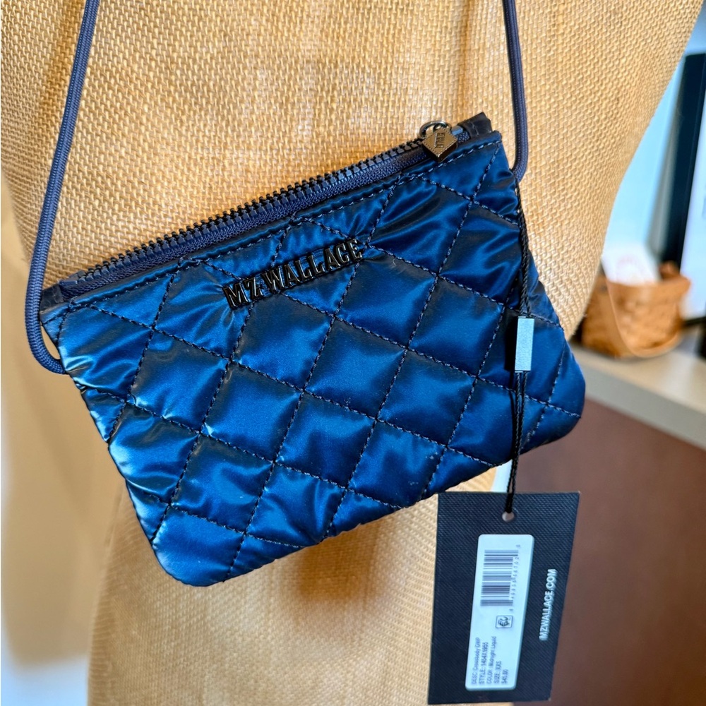 MZ Wallace Midnight Liquid Blue Quilted Crossbody Bag NWT - Picture 4 of 8